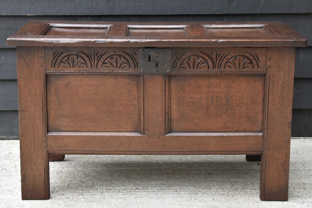 Handsome 17th Century Oak Coffer C.1680, Small Proportioned. View XII