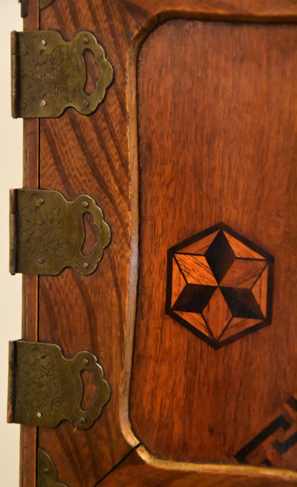 Excellent 19th Century Antique Japanese Jewellery Cabinet (shodana), Inlaid Elm. View X