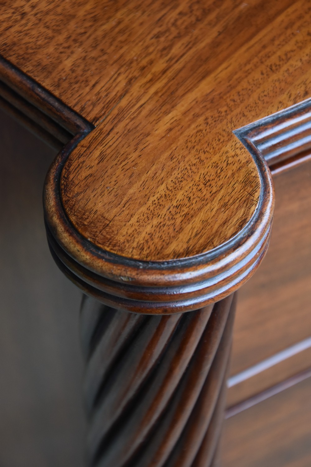 Superb Quality Large Regency Mahogany Bowfronted Chest Of Drawers. View XI
