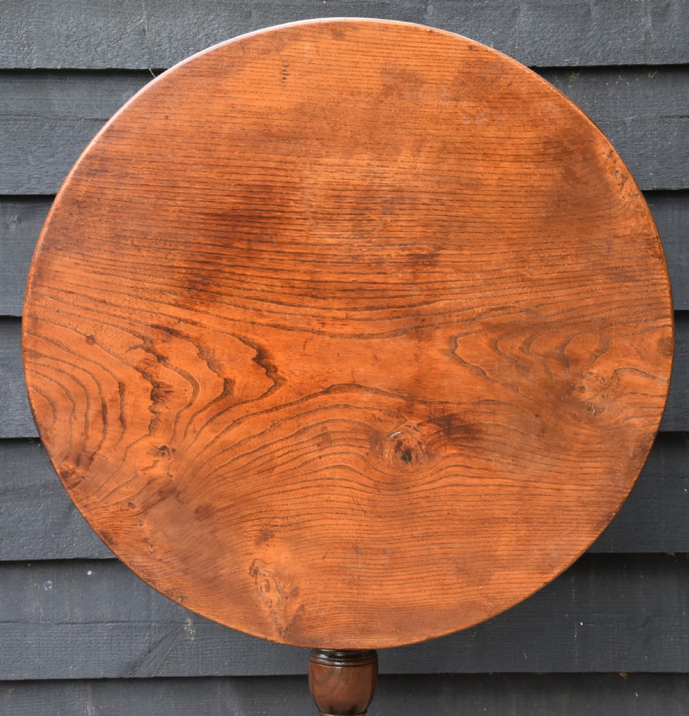 Handsome Georgian Elm & Oak Tripod Wine Table With Tilt-Top. View X