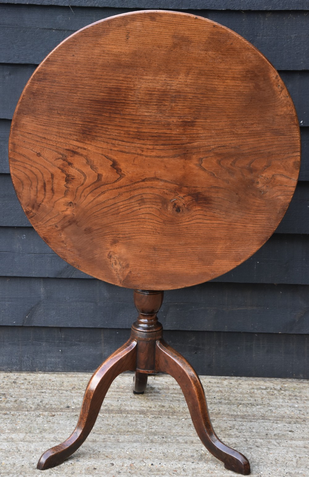 Handsome Georgian Elm & Oak Tripod Wine Table With Tilt-Top. View XI