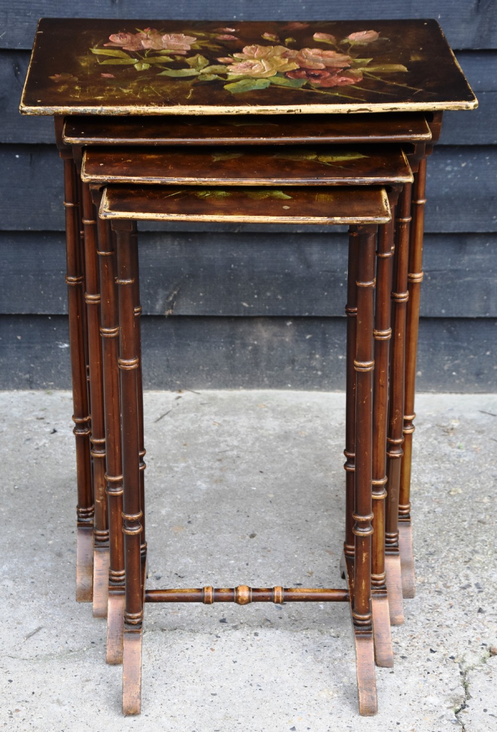 Beautiful Victorian Hand Painted Quartetto, Nest Of Wine Tables C.1900. View XII