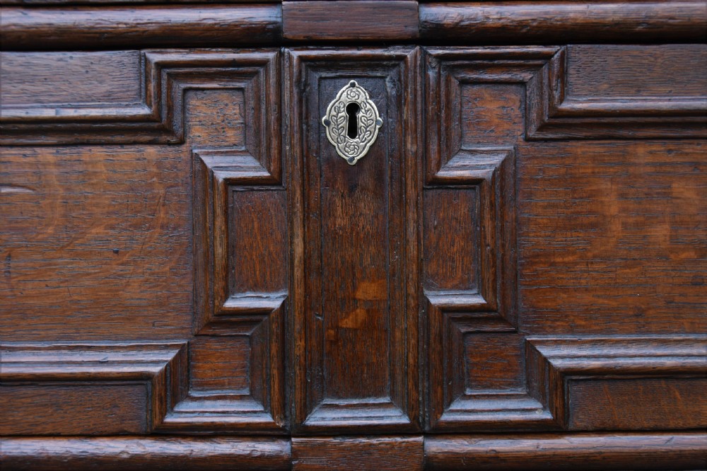 Excellent 17c Gothic Oak Geometric Chest Of Drawers With Secret Drawers, Small Proportions. View IV