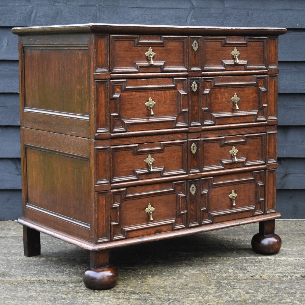 Excellent 17c Gothic Oak Geometric Chest Of Drawers With Secret Drawers, Small Proportions. View XI