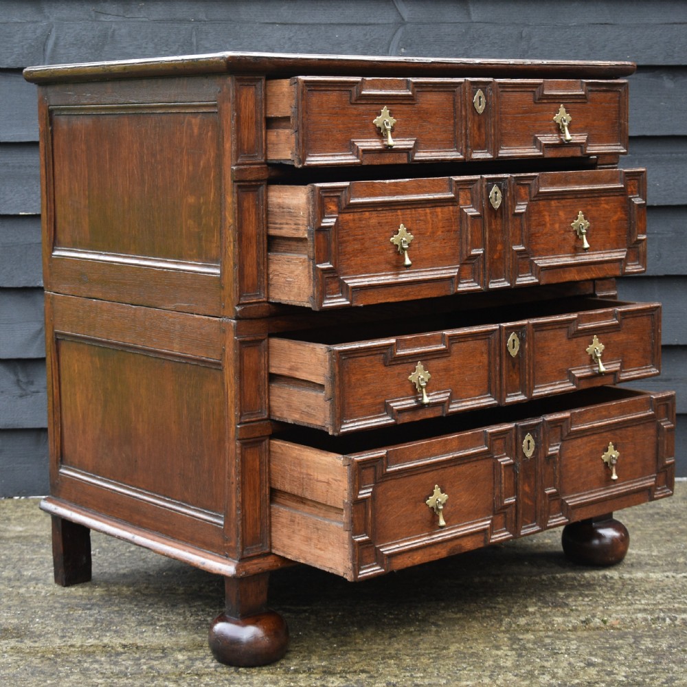 Excellent 17c Gothic Oak Geometric Chest Of Drawers With Secret Drawers, Small Proportions. View XII