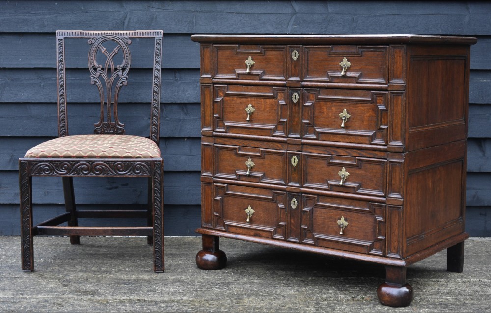 Excellent 17c Gothic Oak Geometric Chest Of Drawers With Secret Drawers, Small Proportions. View XIII