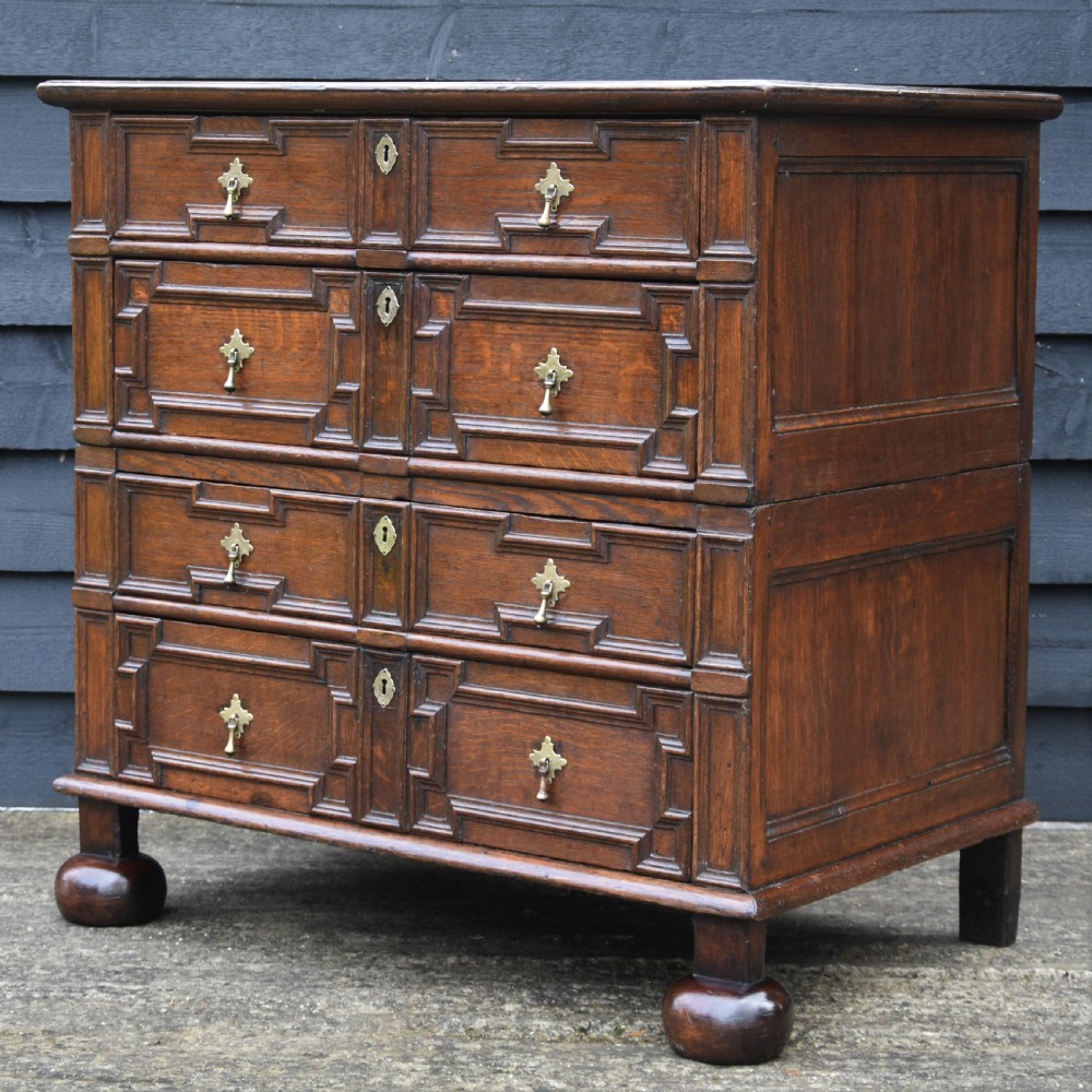 Excellent 17c Gothic Oak Geometric Chest Of Drawers With Secret Drawers, Small Proportions. View XIV