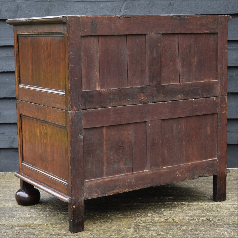 Excellent 17c Gothic Oak Geometric Chest Of Drawers With Secret Drawers, Small Proportions. View XVIII