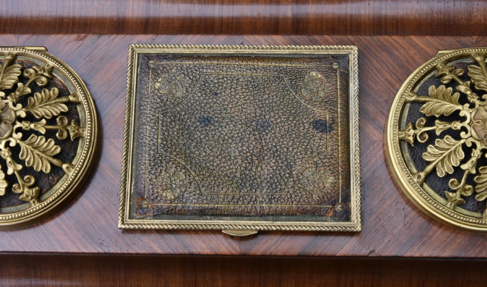 Exquisite German Kingwood Marquetry Desk Stand With Inkwells c.1900 View IX