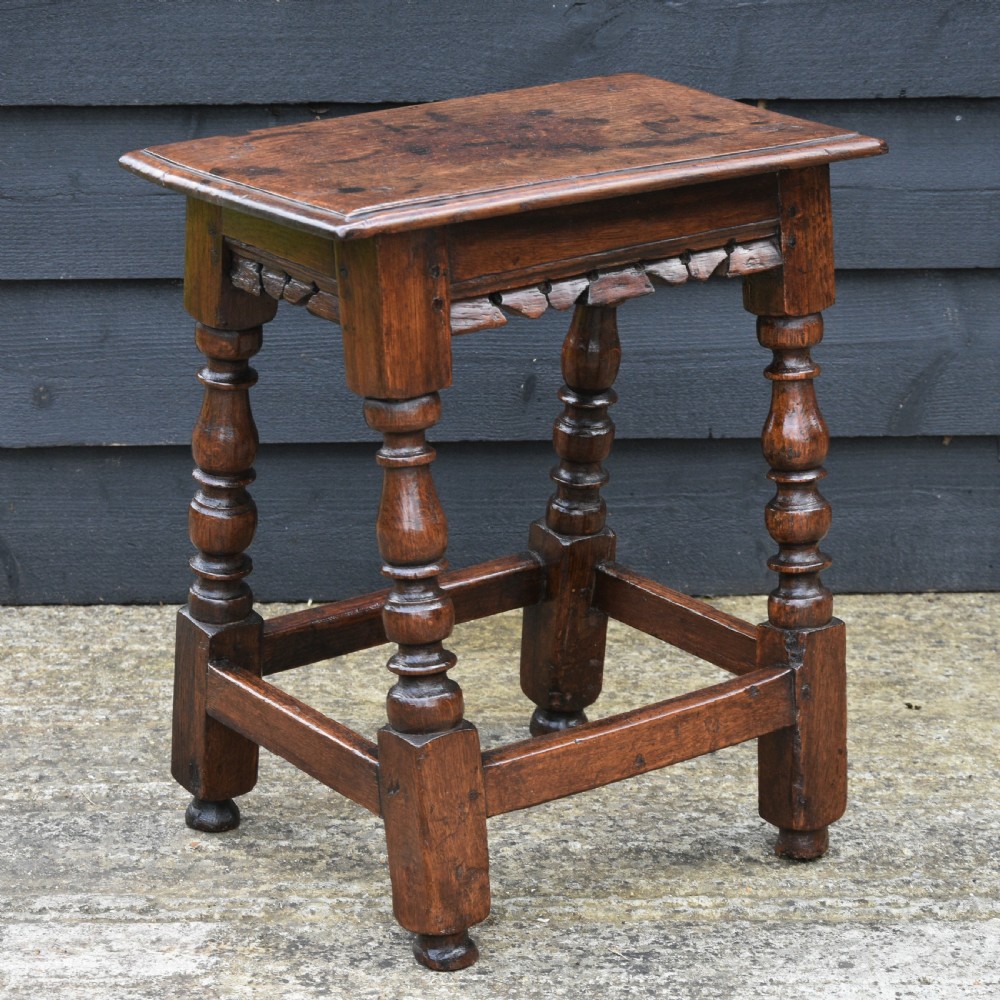 Lovely 17th Century Oak Joint Stool C1660-90.