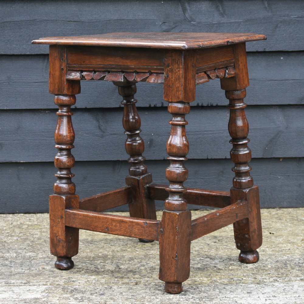 Lovely 17th Century Oak Joint Stool C1660-90. View II