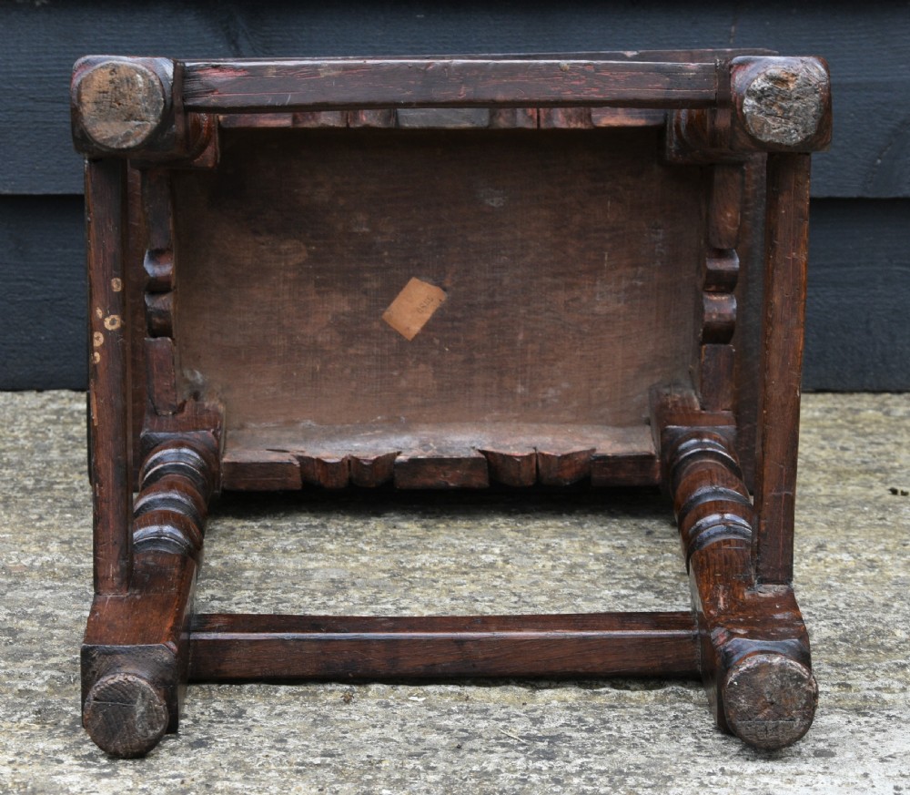 Lovely 17th Century Oak Joint Stool C1660-90. View IV