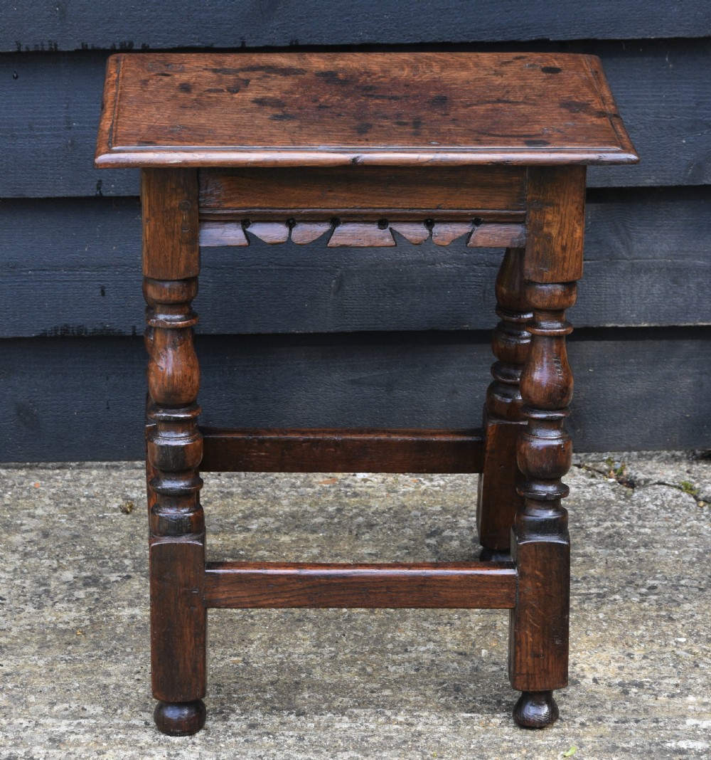 Lovely 17th Century Oak Joint Stool C1660-90. View VII