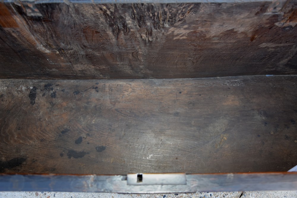 Lovely 18th Century Oak Coffer Box With Inlaid Panels. View V
