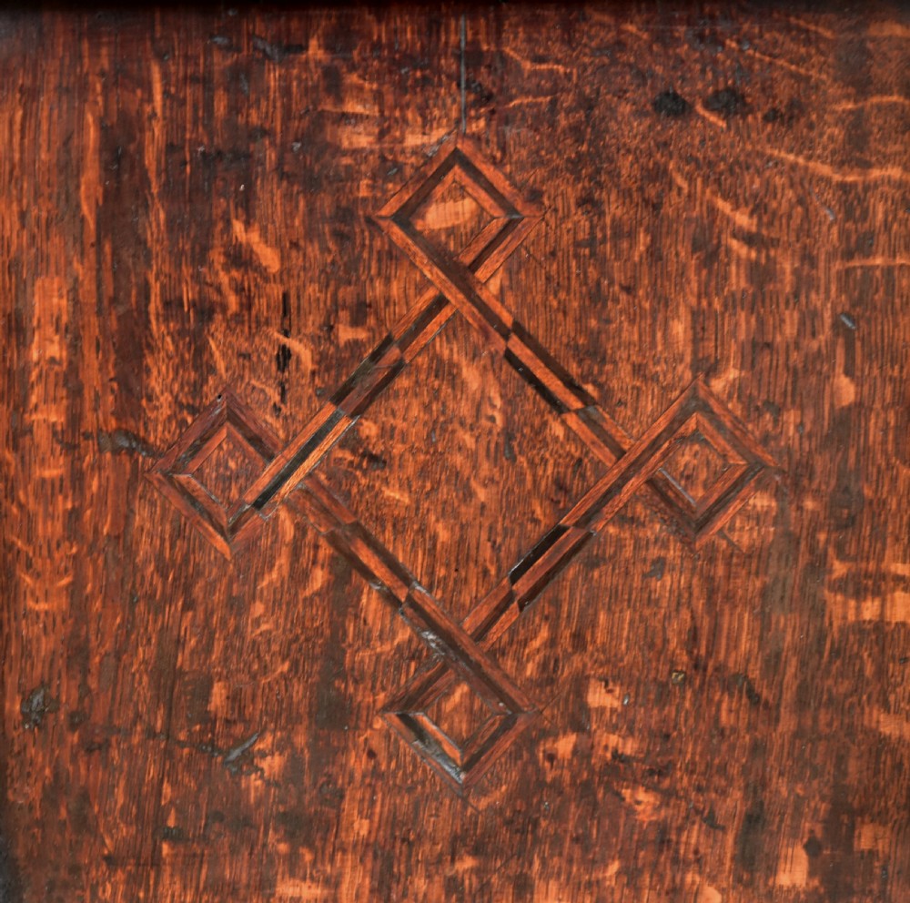 Lovely 18th Century Oak Coffer Box With Inlaid Panels. View VII
