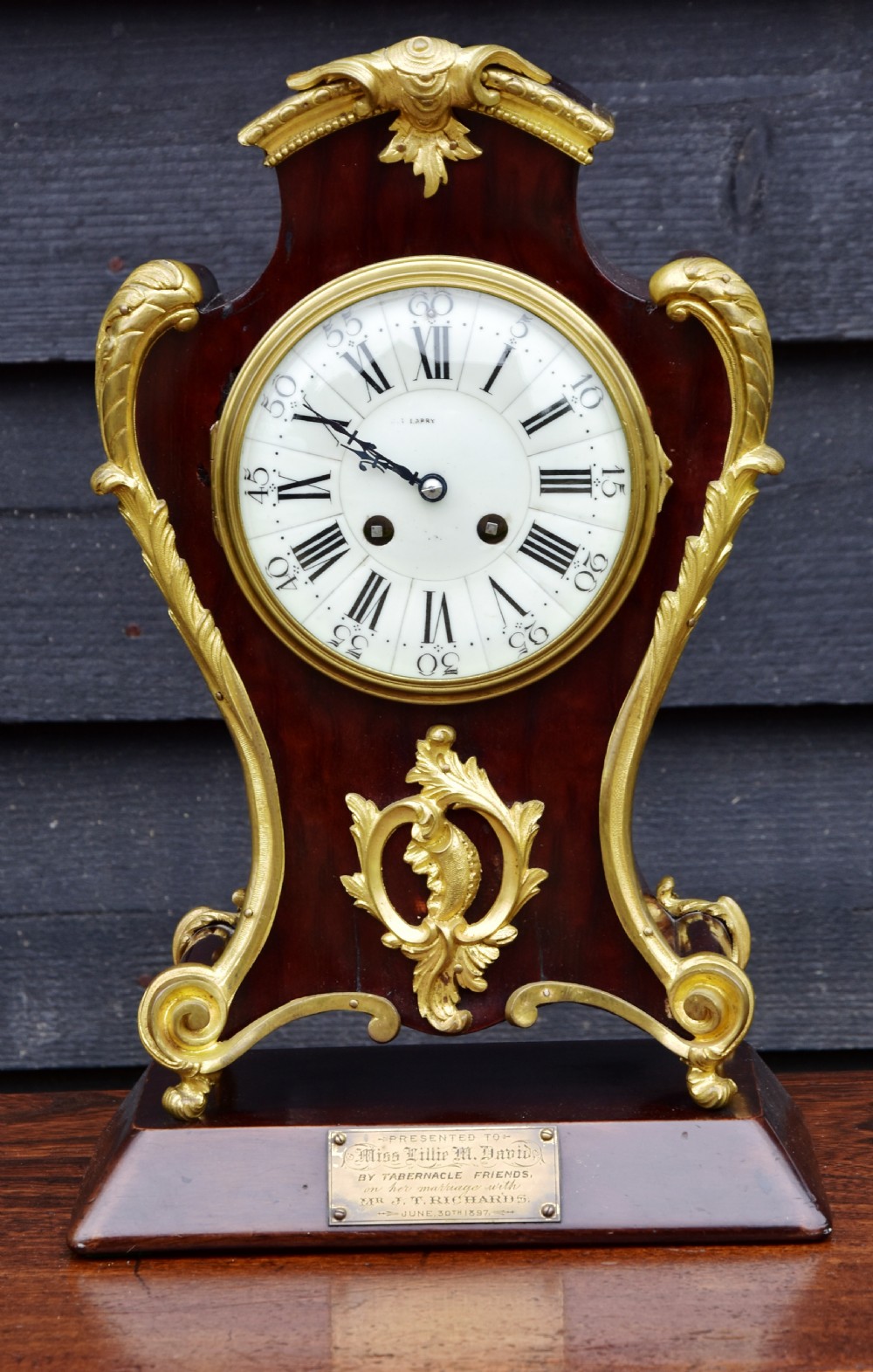 Late 19th Century French Mantel Clock, Mahogany & Ormolu.
