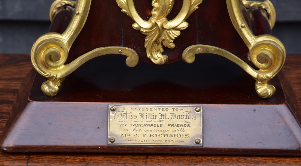 Late 19th Century French Mantel Clock, Mahogany & Ormolu. View IV