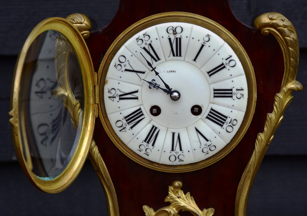 Late 19th Century French Mantel Clock, Mahogany & Ormolu. View V