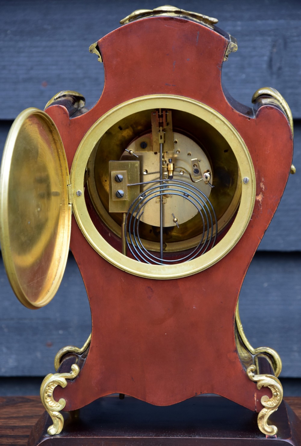 Late 19th Century French Mantel Clock, Mahogany & Ormolu. View VI