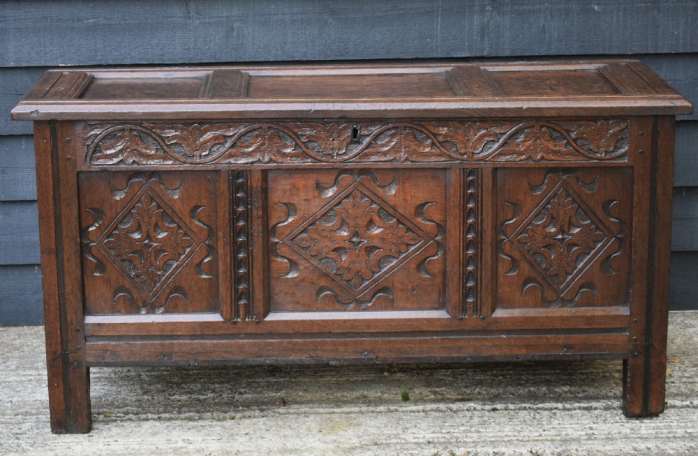 17th Century Oak Carved Coffer C1690. View II