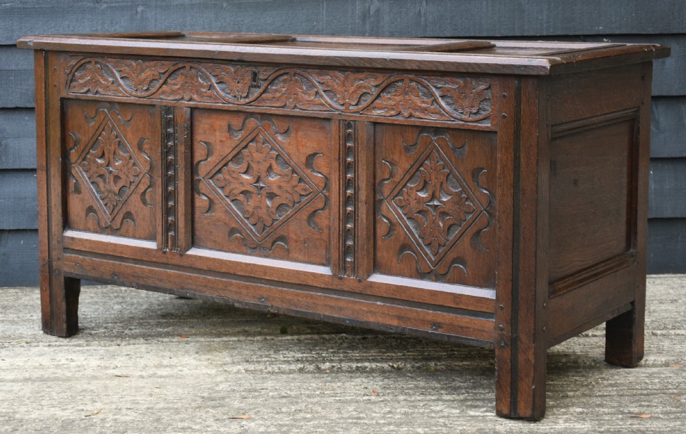 17th Century Oak Carved Coffer C1690. View III