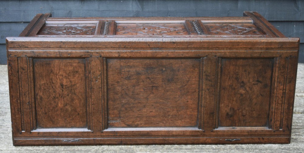 17th Century Oak Carved Coffer C1690. View XII