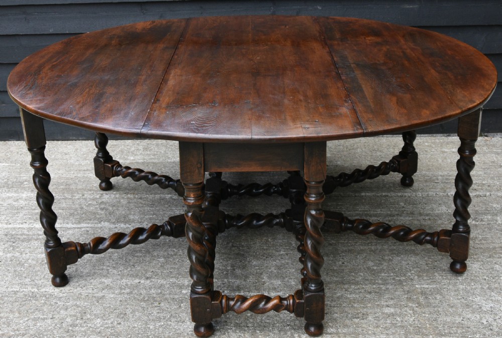 Outstanding Large Oak Double Gateleg Dining Table To Seat 8 People, 19th Century. View IV