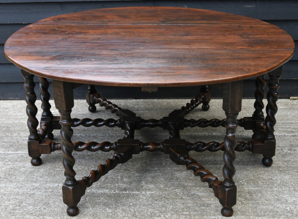 Outstanding Large Oak Double Gateleg Dining Table To Seat 8 People, 19th Century. View X