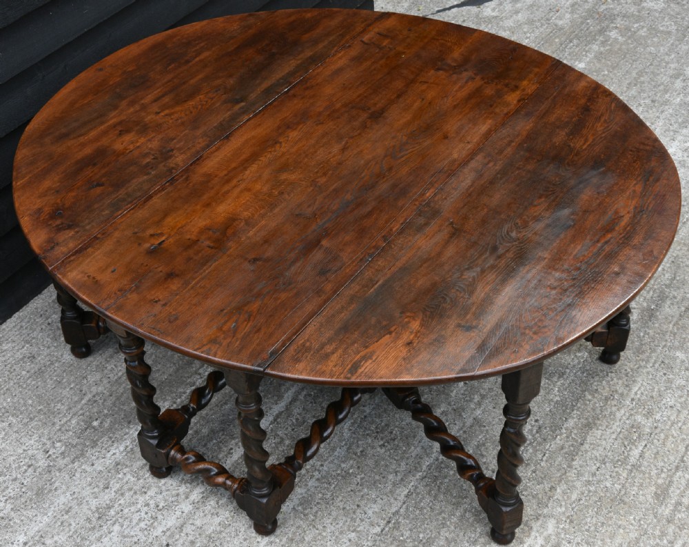 Outstanding Large Oak Double Gateleg Dining Table To Seat 8 People, 19th Century. View XI