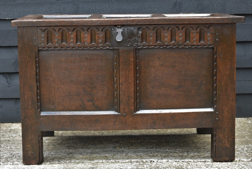 Superb 17th Century Oak Panelled Coffer C.1690. View II