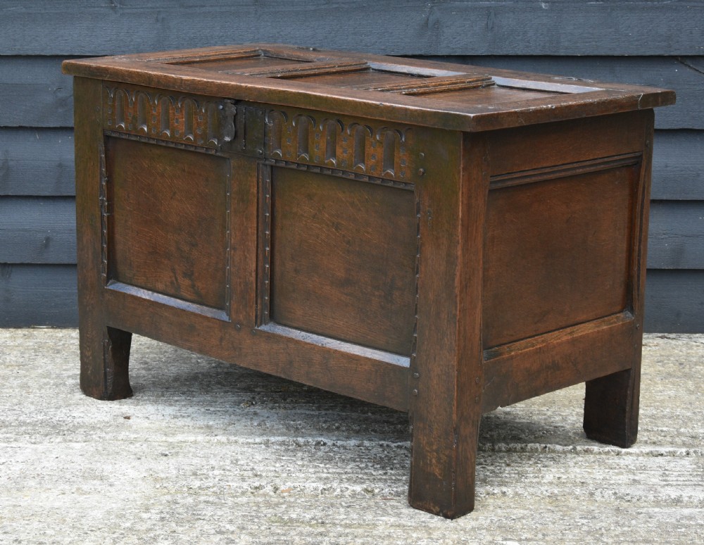 Superb 17th Century Oak Panelled Coffer C.1690. View VI
