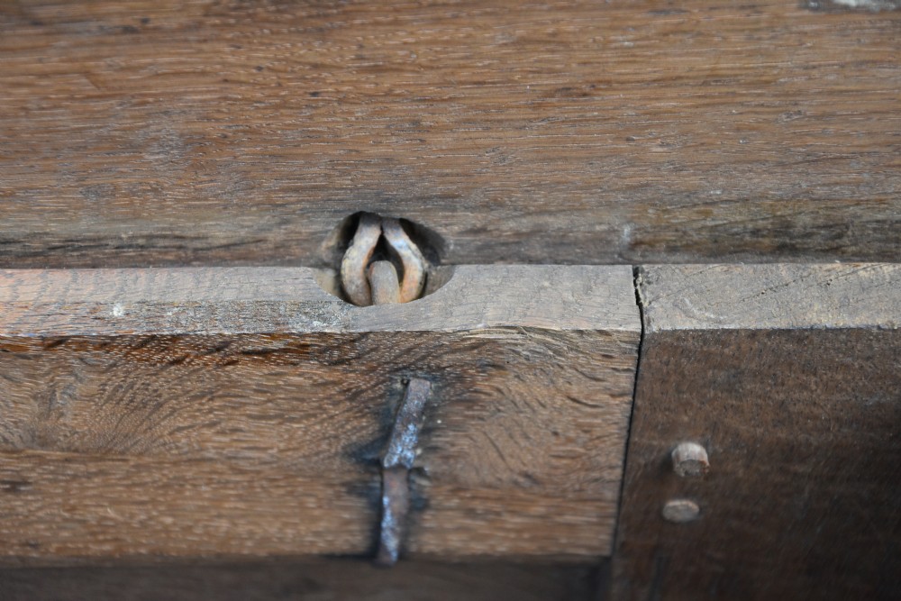 Superb 17th Century Oak Panelled Coffer C.1690. View IX