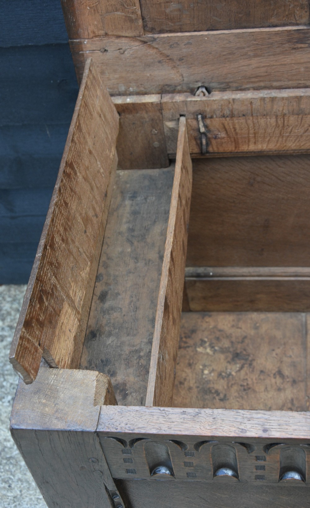 Superb 17th Century Oak Panelled Coffer C.1690. View X