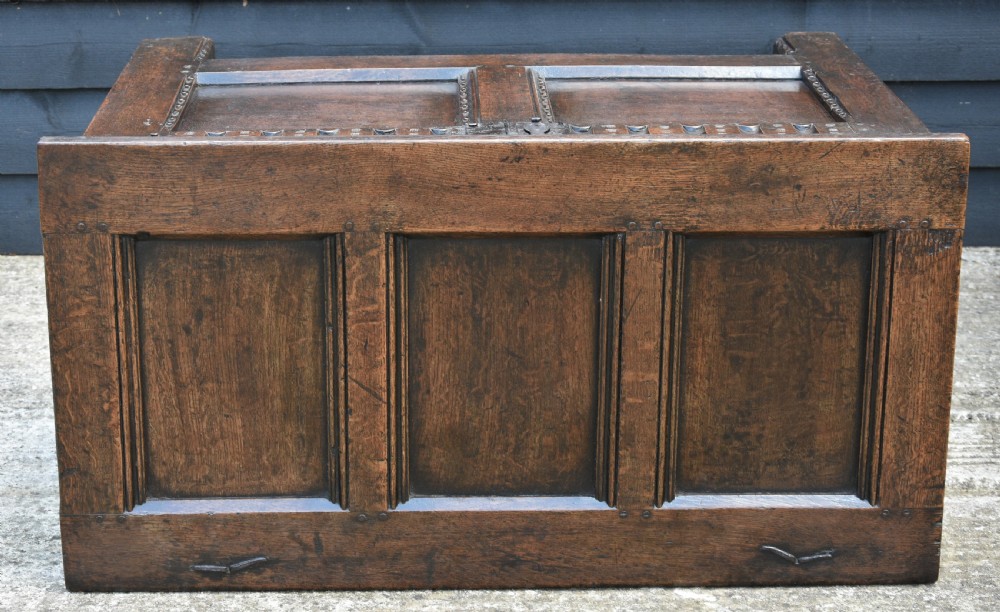 Superb 17th Century Oak Panelled Coffer C.1690. View XIII
