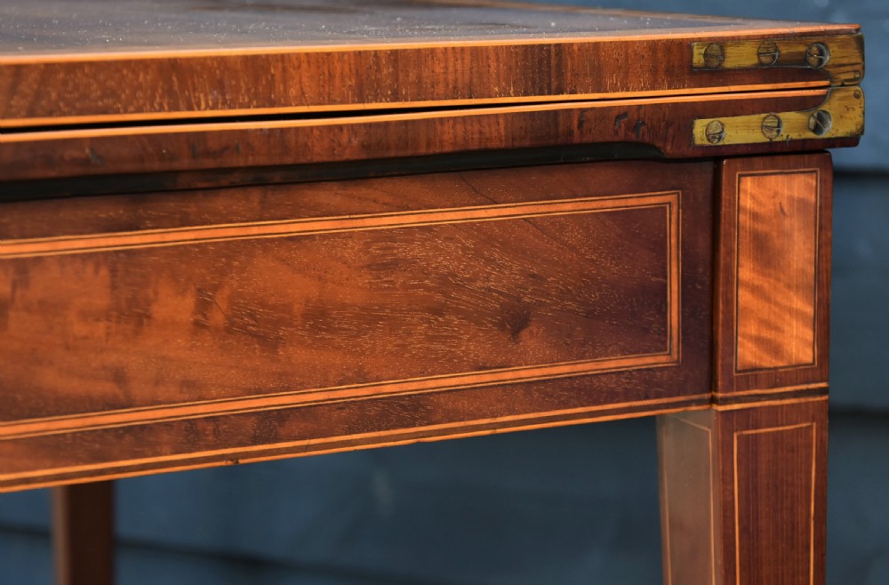 Georgian Mahogany Card Table, D-end With Satinwood Banding C.1800. Fine Quality. View XI