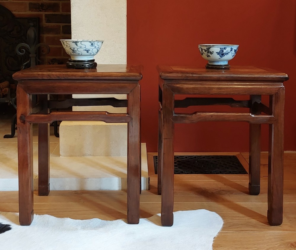 Lovely Pair Of Chinese Rosewood Side Tables C.1900 View XI