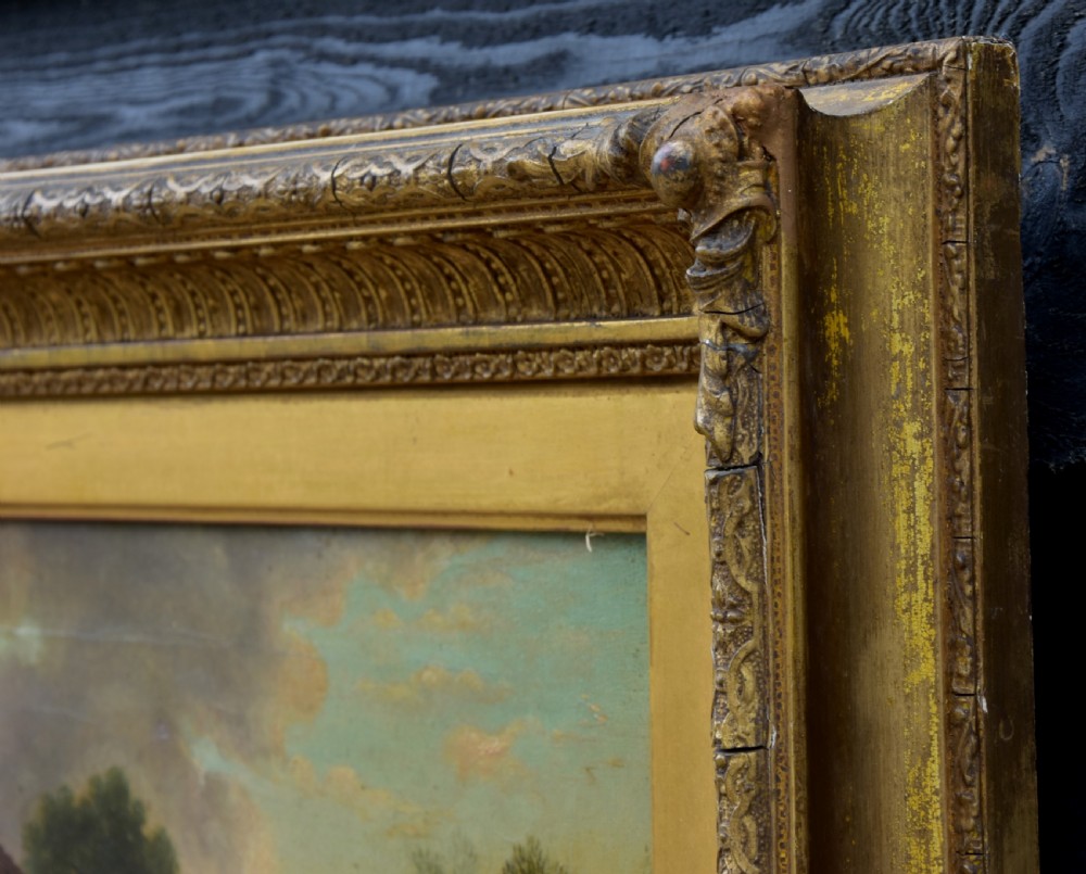 19th Century Oil On Canvas Painting, Delightful Country Farmhouse Scene. View V