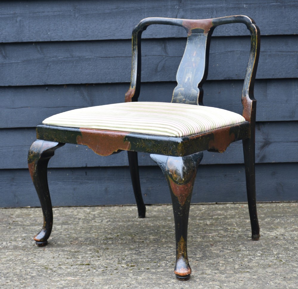 Unusual Victorian Ebonised & Painted Cellist Chair. View II