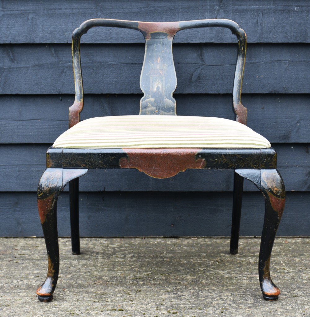 Unusual Victorian Ebonised & Painted Cellist Chair. View III