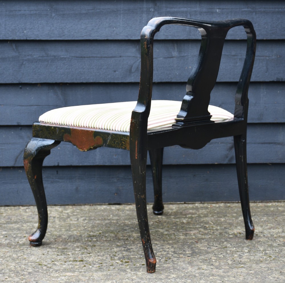Unusual Victorian Ebonised & Painted Cellist Chair. View IV
