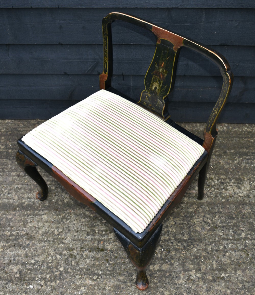 Unusual Victorian Ebonised & Painted Cellist Chair. View V