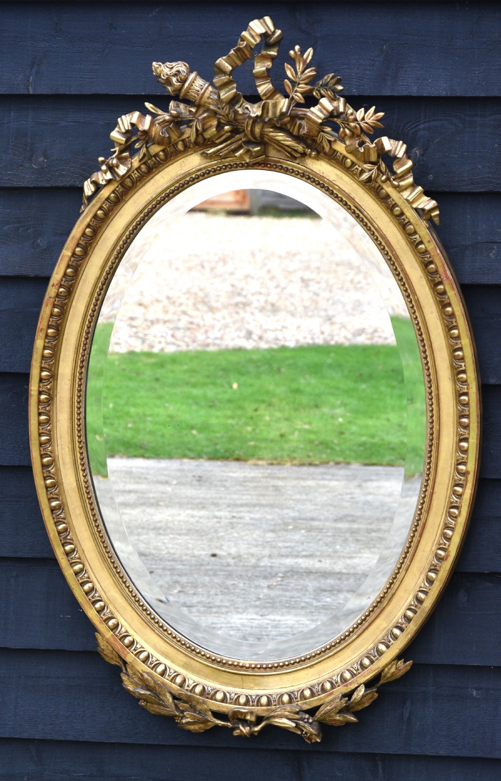 Superb Large 19th Century French Gilt Oval Mirror, Fine Quality C.1880