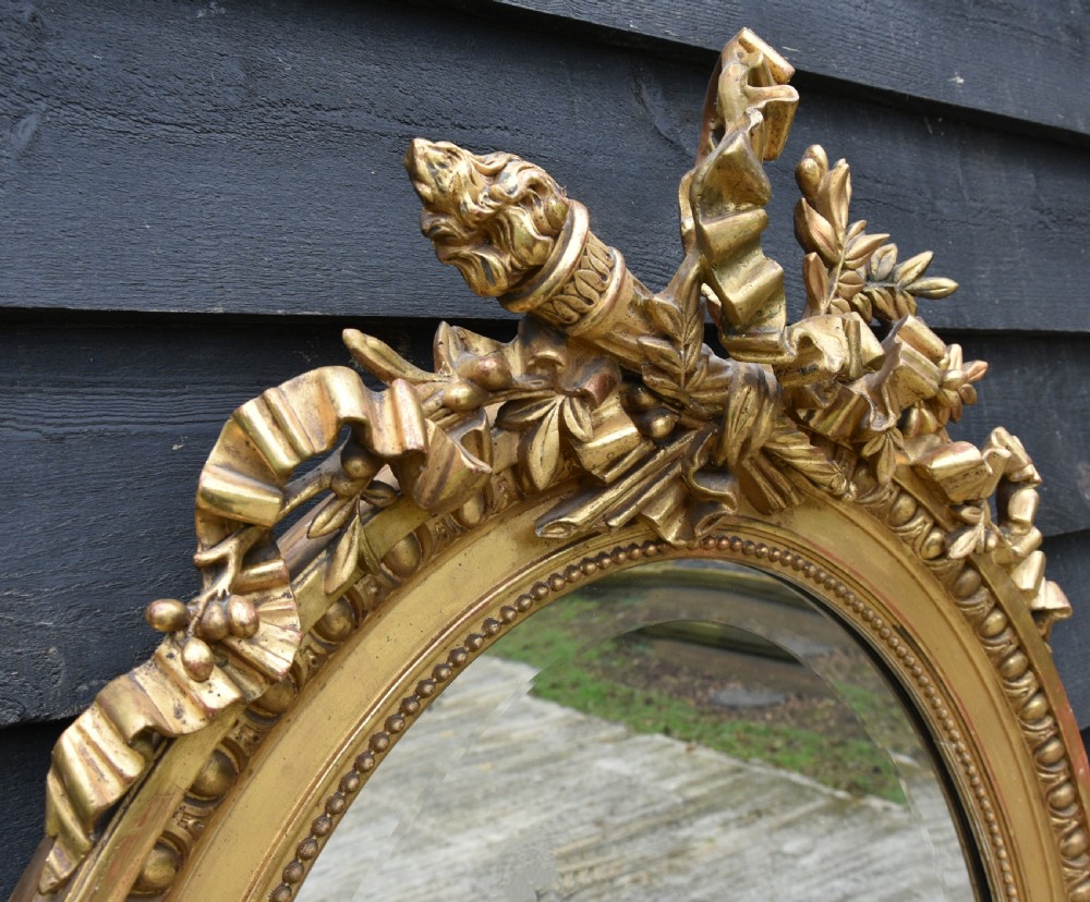Superb Large 19th Century French Gilt Oval Mirror, Fine Quality C.1880 View II
