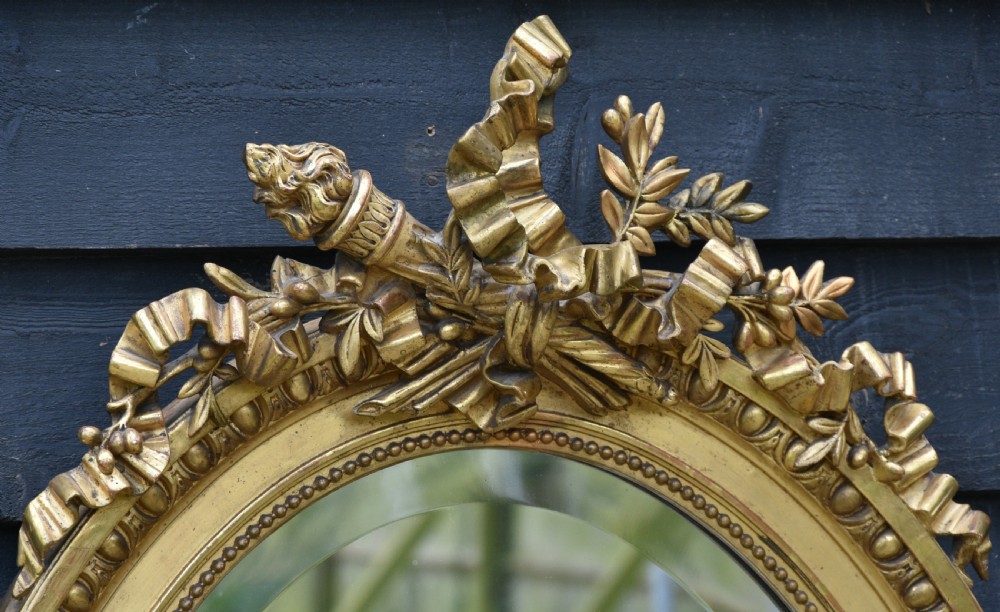 Superb Large 19th Century French Gilt Oval Mirror, Fine Quality C.1880 View III