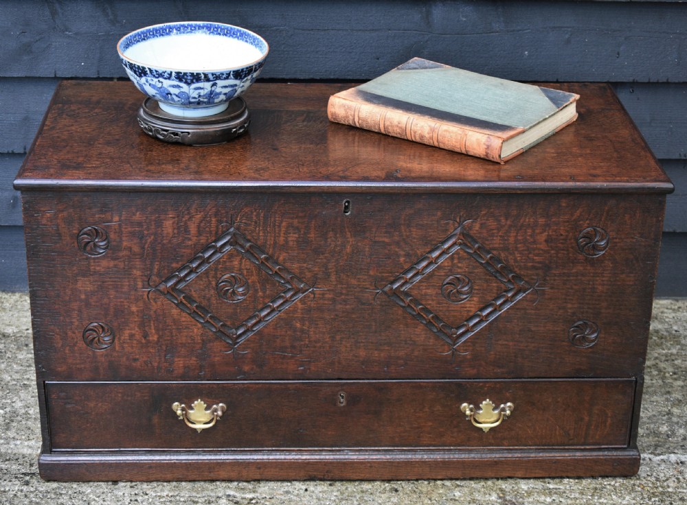 Lovely 18th Century Oak Box, Mule Chest, Small Proportions, C.1720.