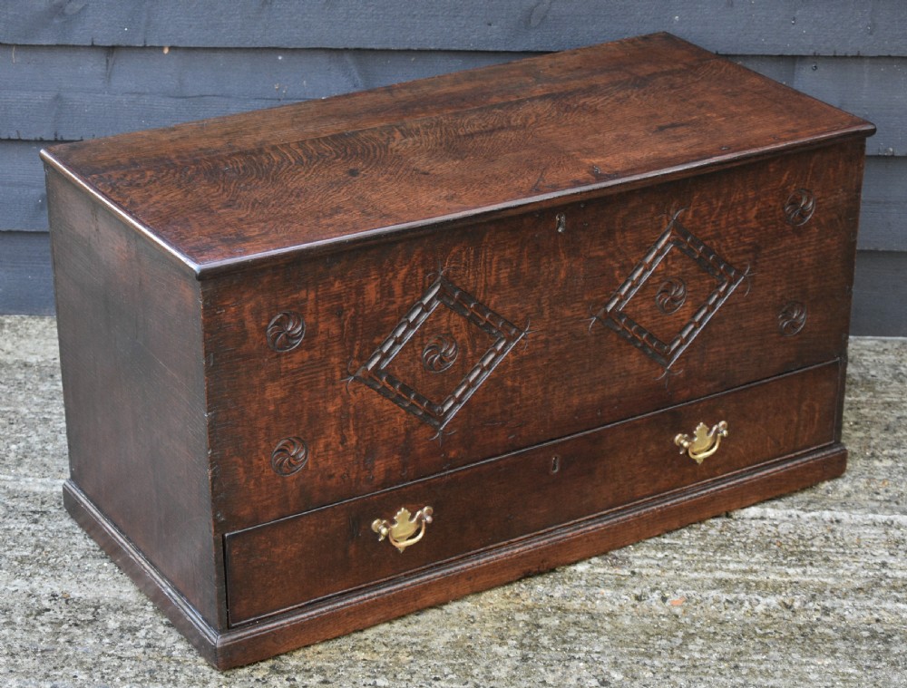 Lovely 18th Century Oak Box, Mule Chest, Small Proportions, C.1720. View VI