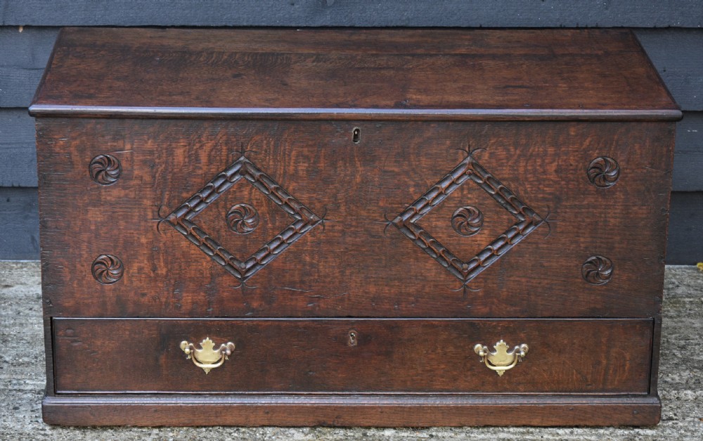 Lovely 18th Century Oak Box, Mule Chest, Small Proportions, C.1720. View IX