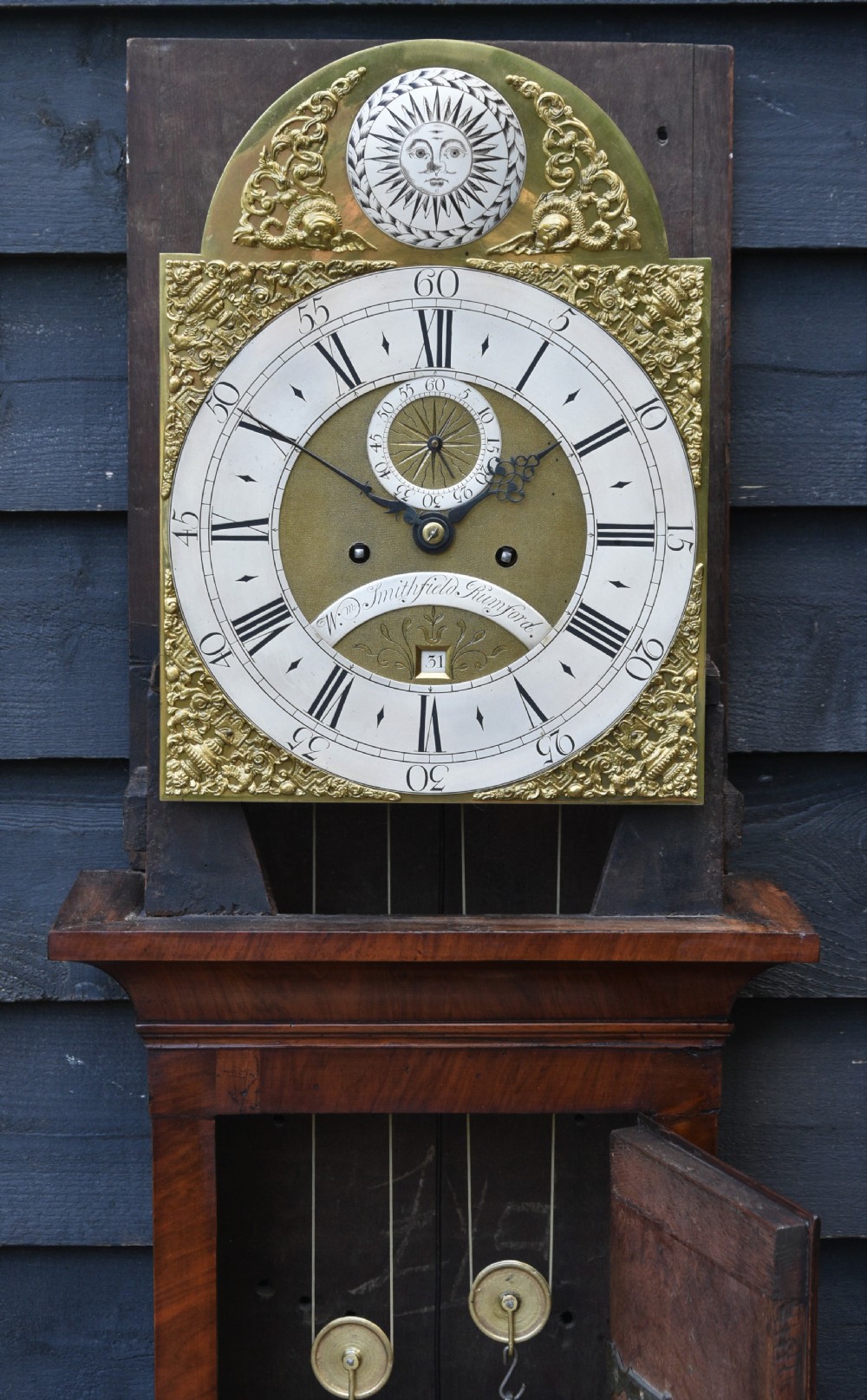 Superb 18th Century Walnut Longcase Clock By Smithfield Of Rumford C.1732. View II
