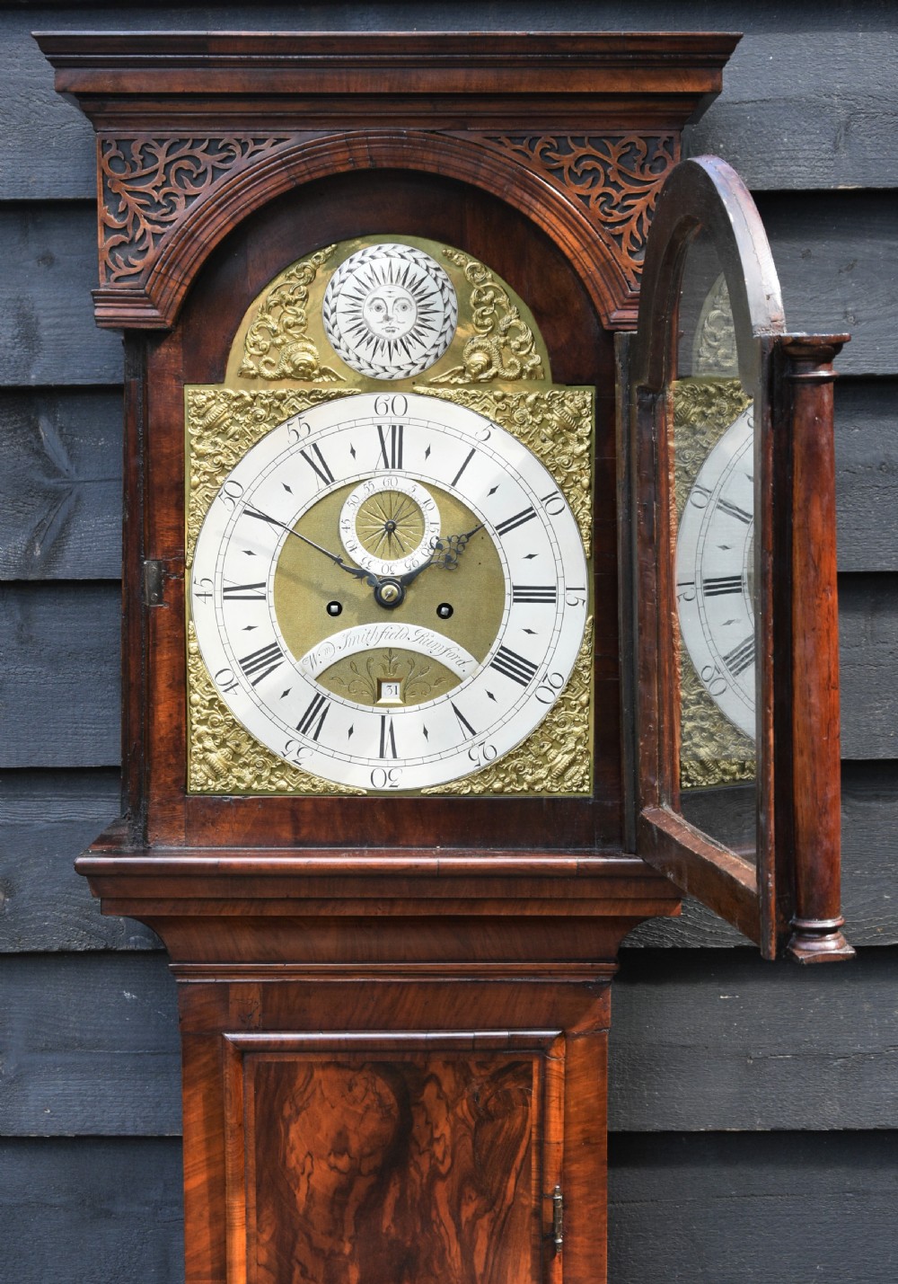 Superb 18th Century Walnut Longcase Clock By Smithfield Of Rumford C.1732. View XI