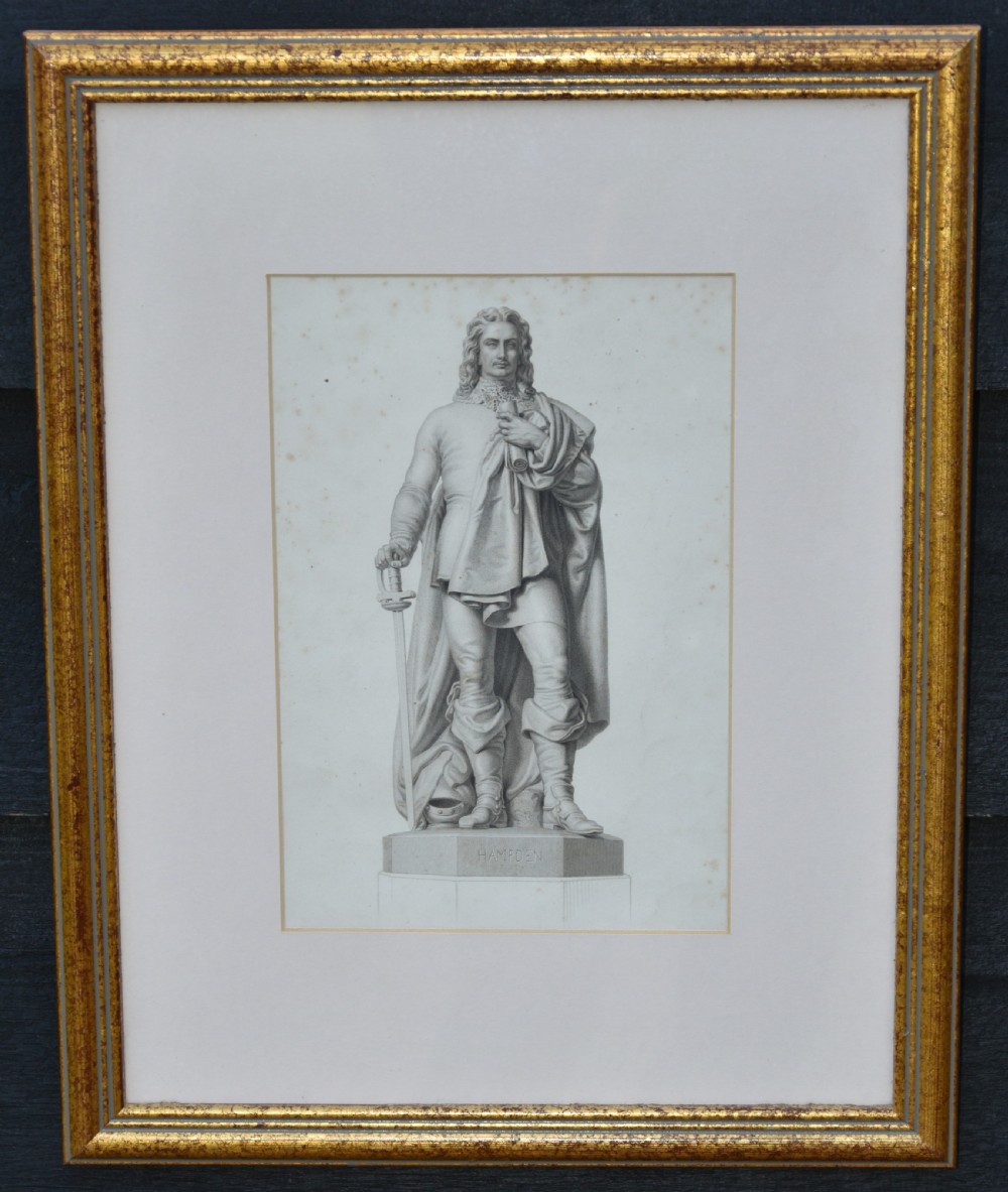 Classical Portrait Engraving, 19th Century, Hampden, English Politician, Engraved By W. Roffe.